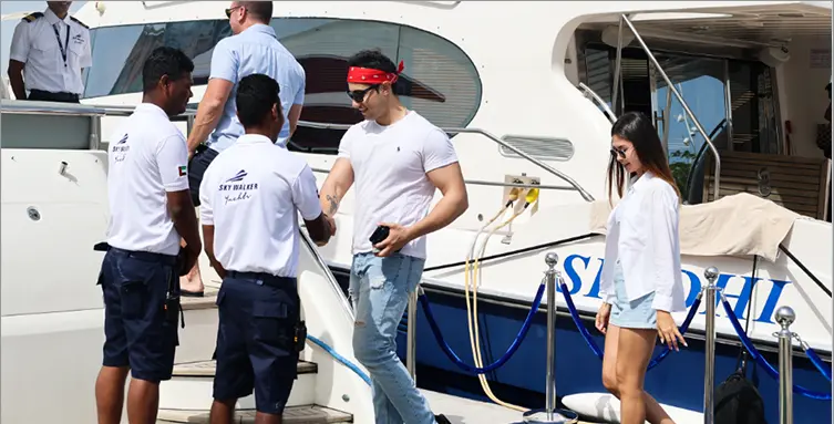 Sky Walker rental yacht speeding through the Dubai Sea