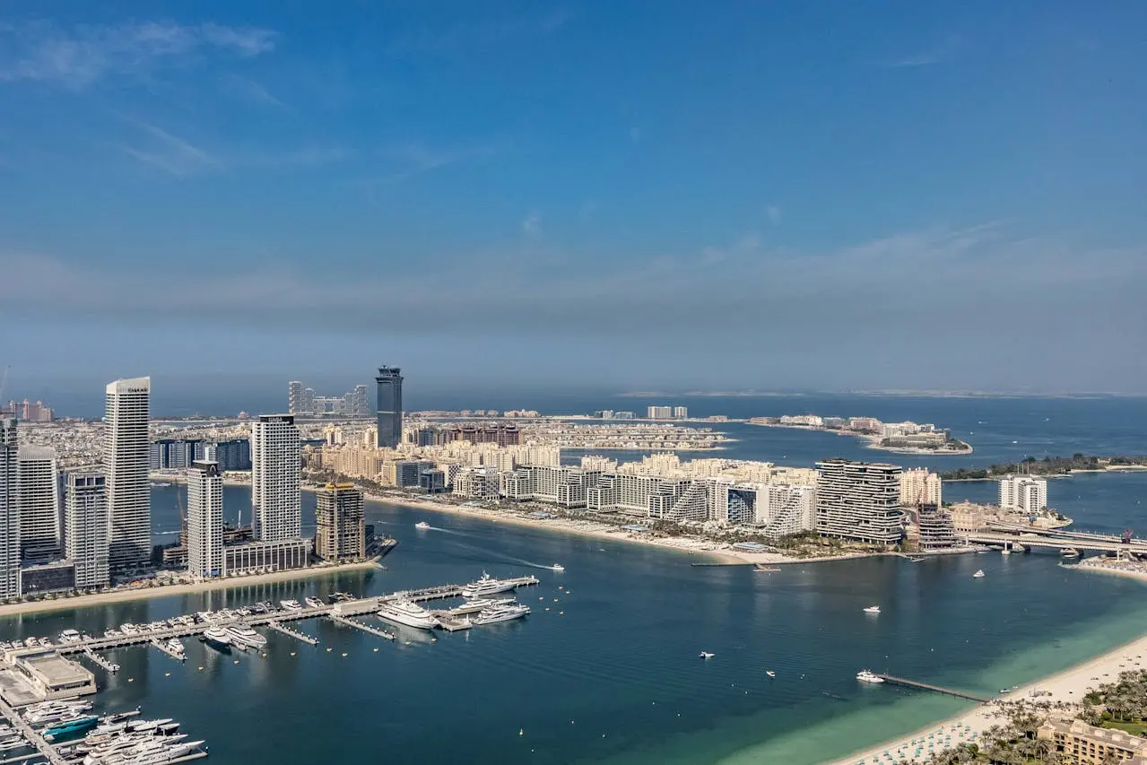 Overlooking the Dubai Marina skyline and The Palm Jumeirah