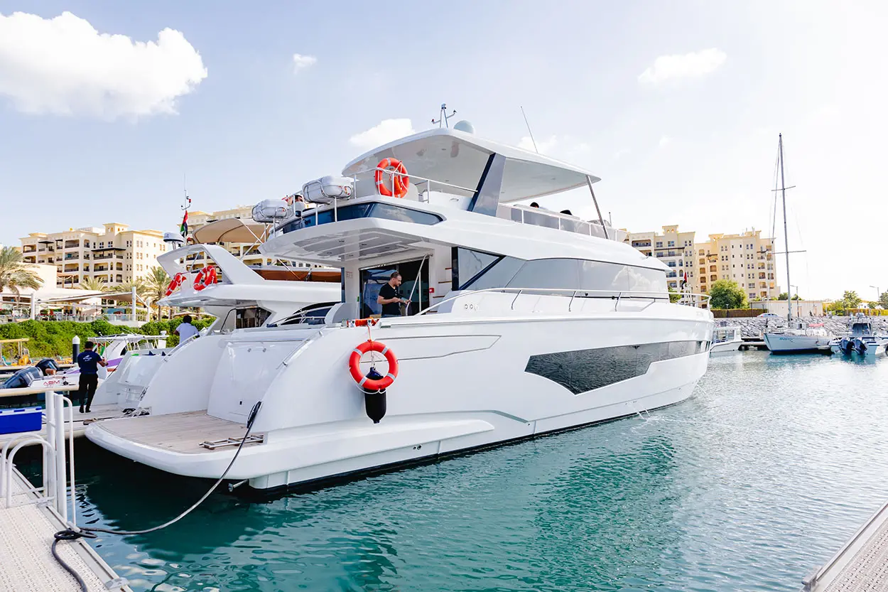 Yachts moored at the pier