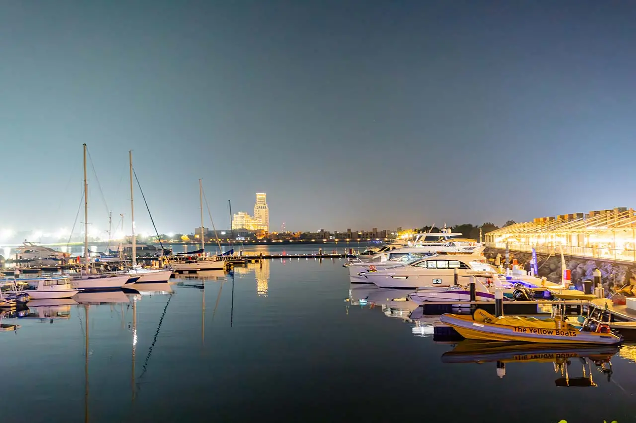 The yacht is docked in Dubai Marina