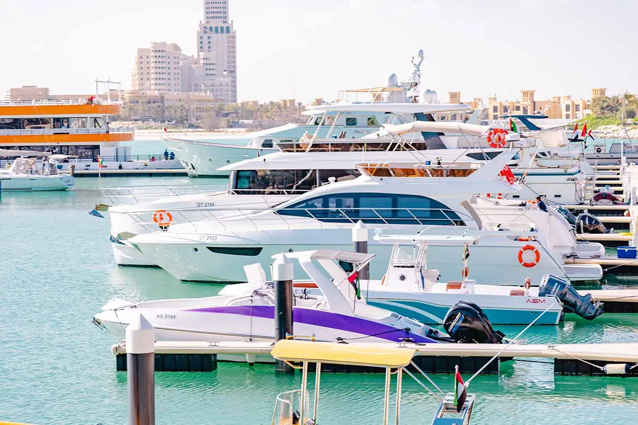 Yacht docked at Dubai Marina