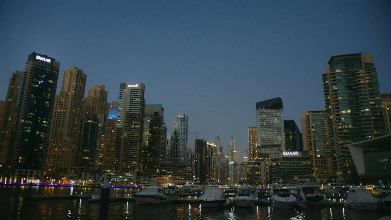Yacht docked at Dubai Marina