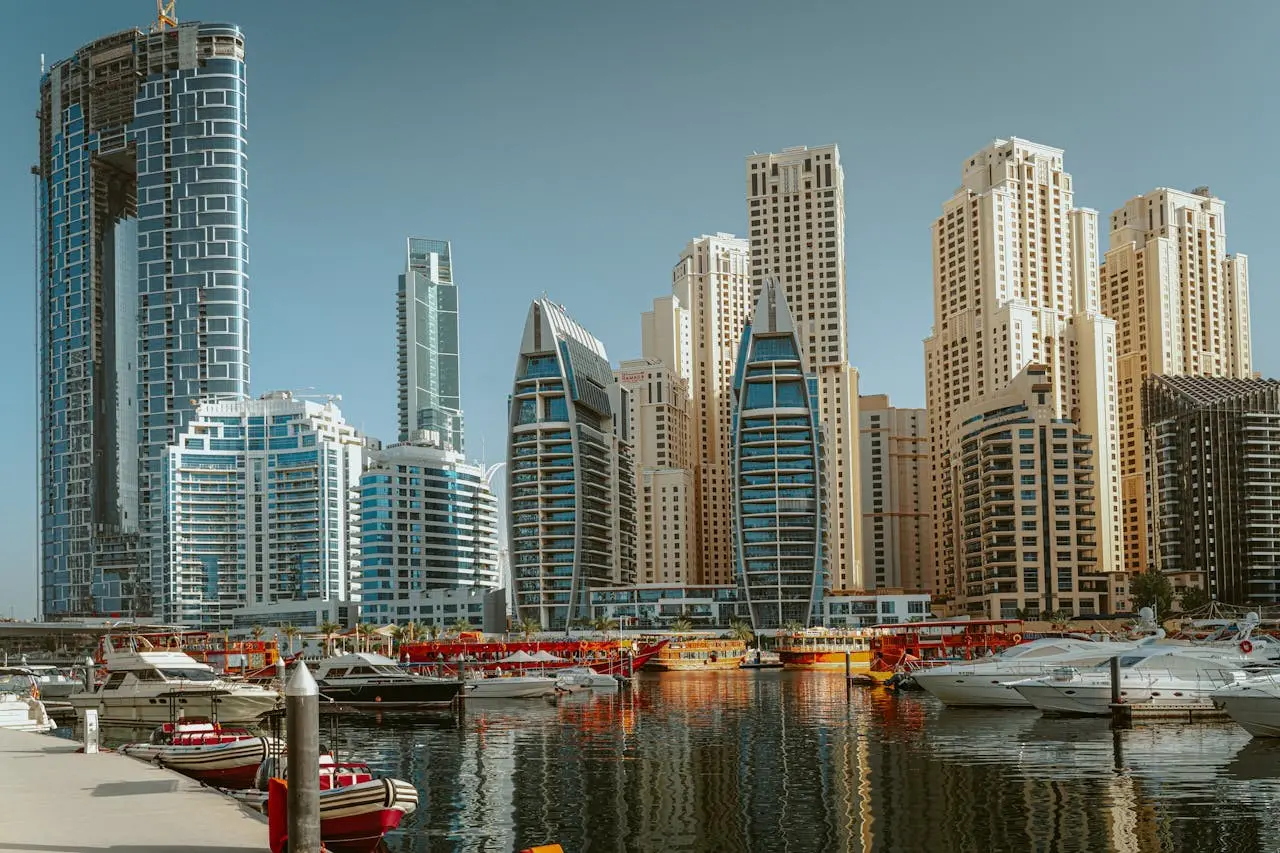 Yacht docked at Dubai Marina