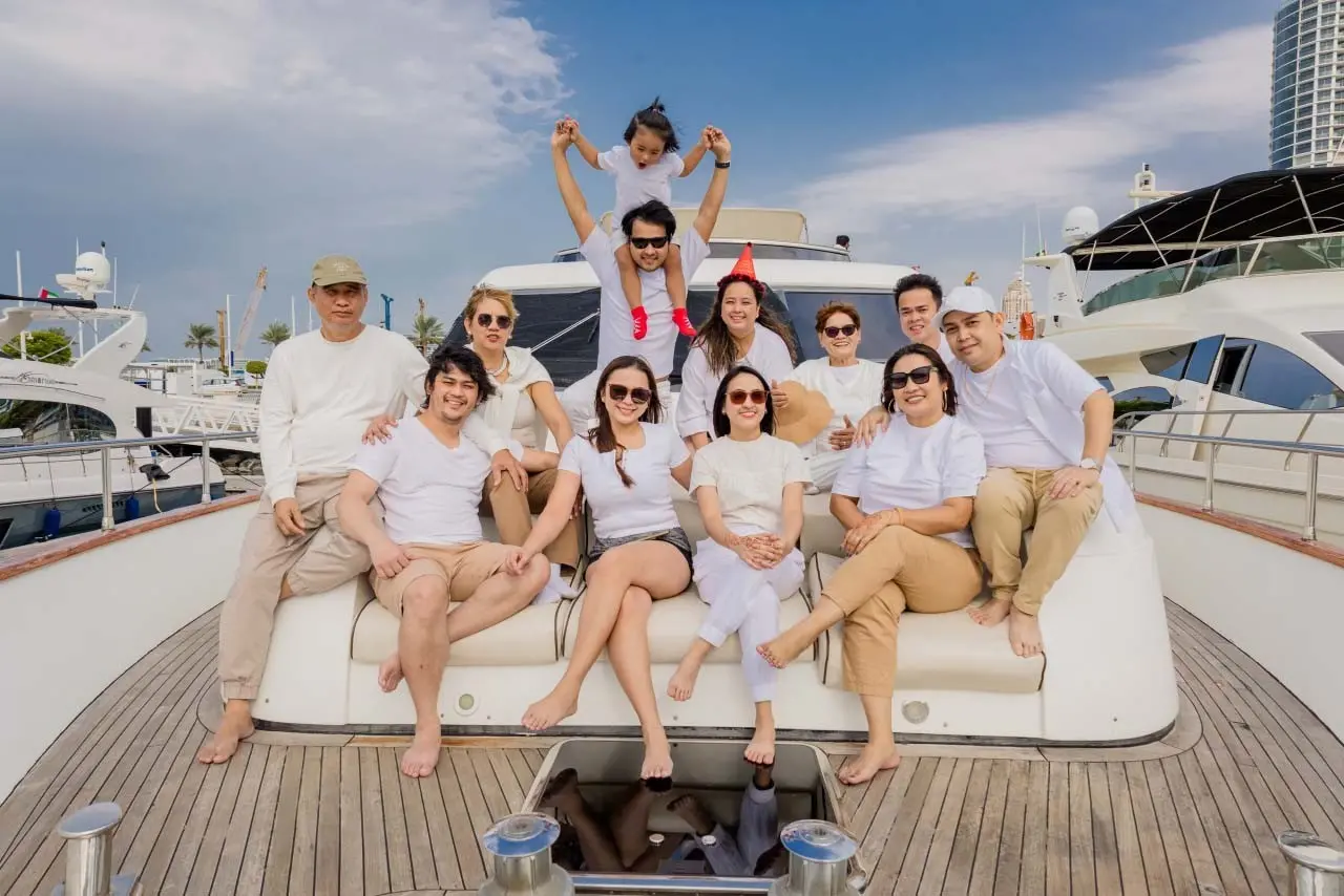 Family sailing on the water on a Dubai yacht