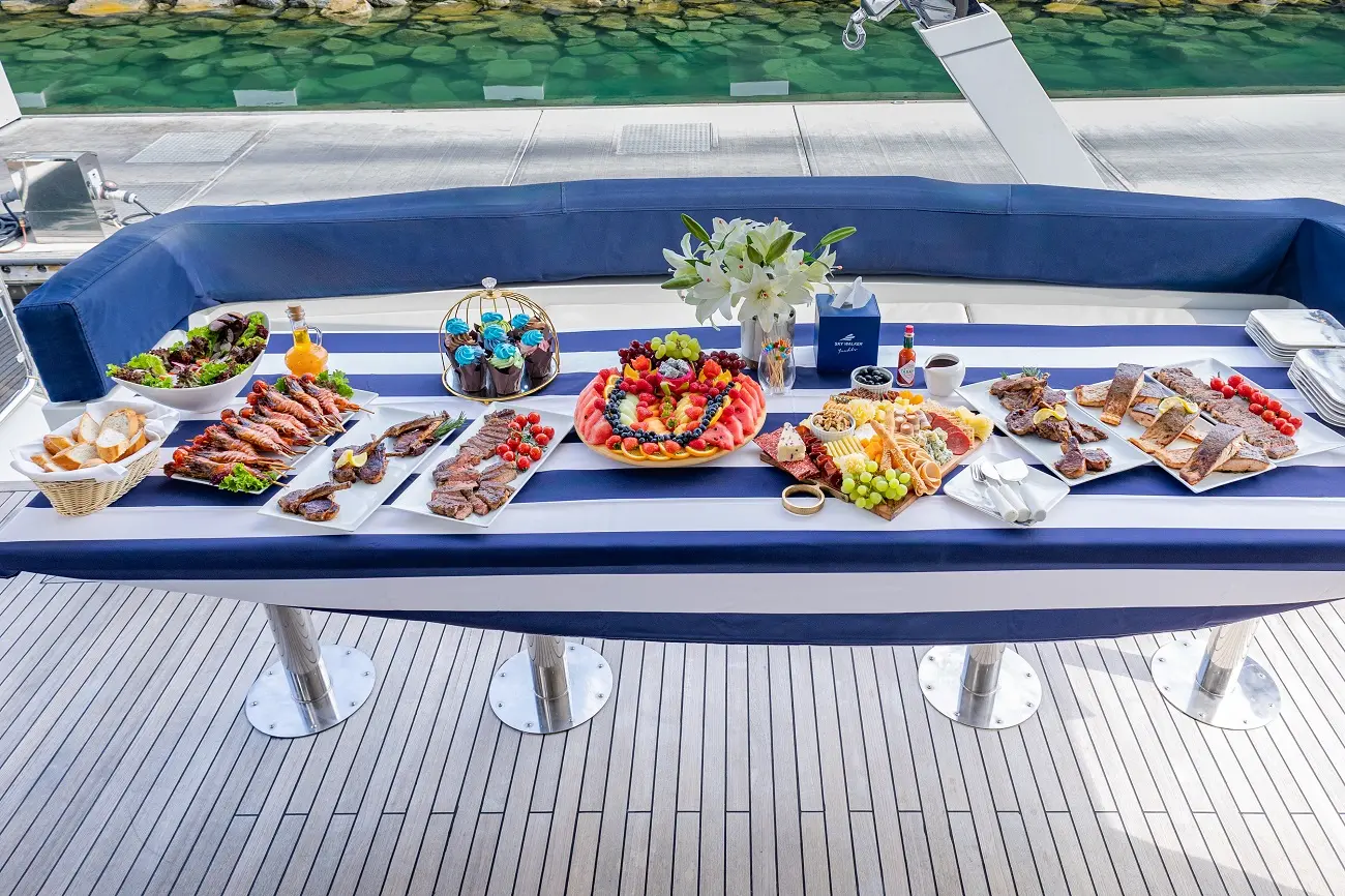 Experience shared yachts rental in Dubai and enjoy a barbecue while admiring the view.