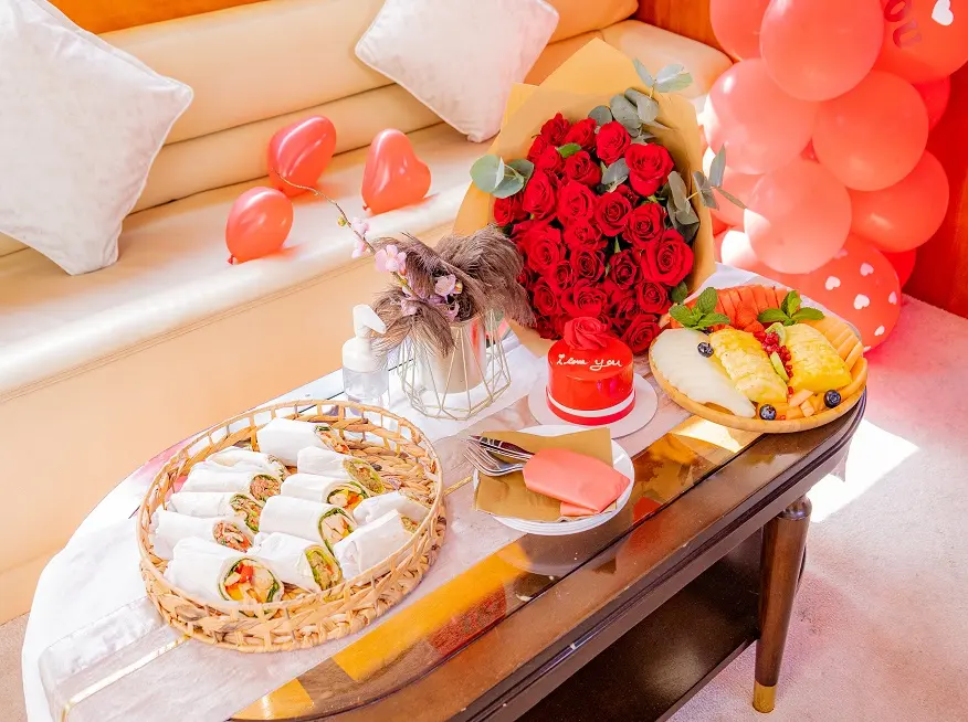 Romantic Dubai Yacht Honeymoon Themed Interiors and Catering