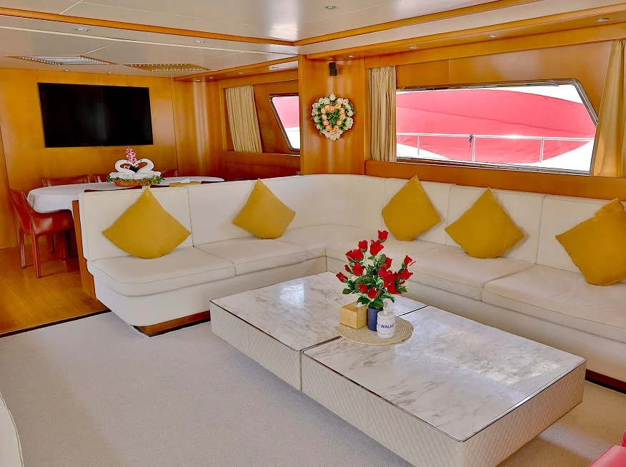 The Living Room Inside a Luxury Yacht in Dubai