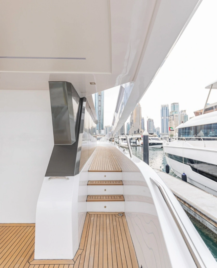 Side Deck Walkway of a Luxury Yacht
