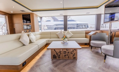 Lower Deck Lounge Area of the Yacht