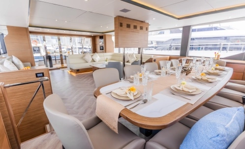 Dubai Yacht Interior Dining Area