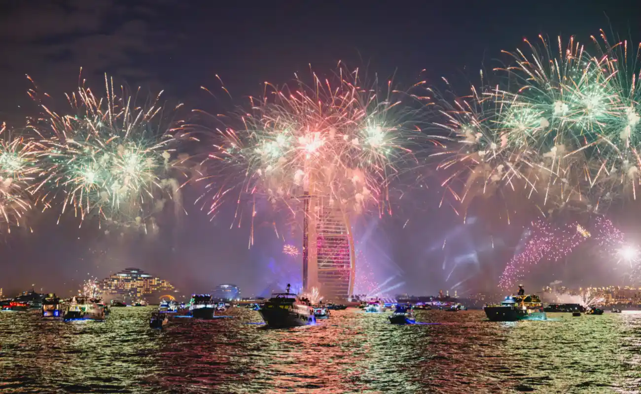 Custom Dubai Yacht Proposal Package Includes Fireworks Display