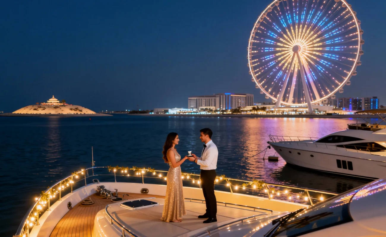 A Surprise Proposal on a Dubai Yacht beneath Ain Dubai