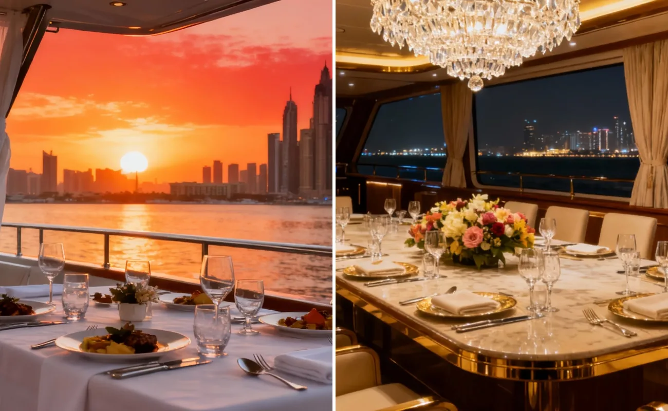 Dubai Marina Yacht Sunset Dinner Cruise VS. Dubai Marina Yacht Night Dinner Cruise