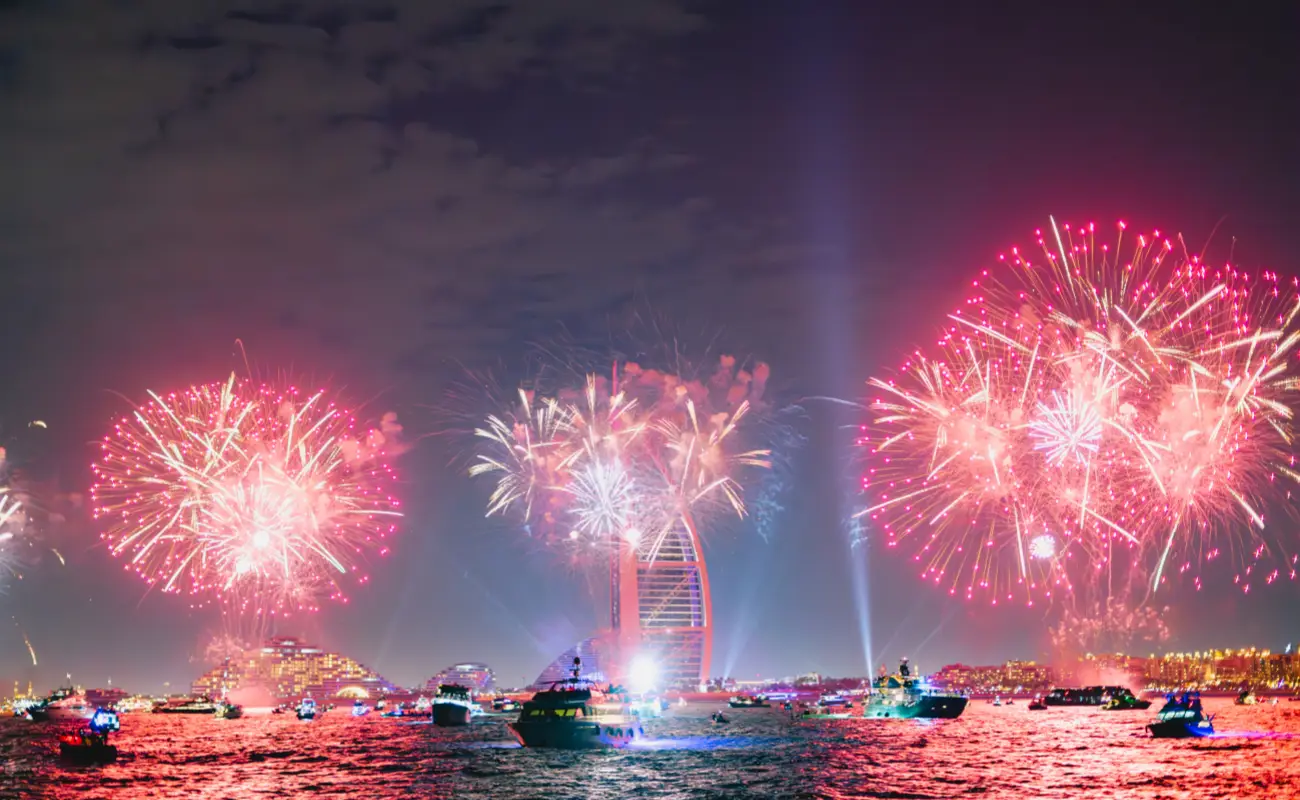 Dubai New Year Fireworks Over Burj Al Arab