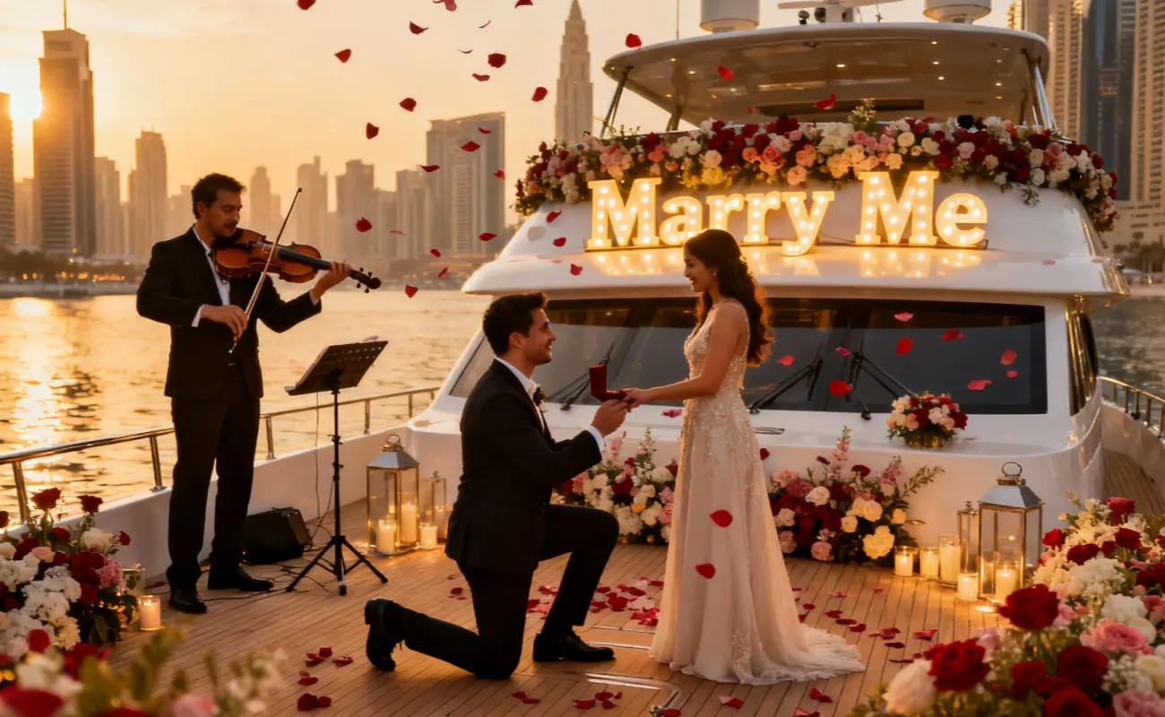 Romantic Yacht Proposal Dubai Marina