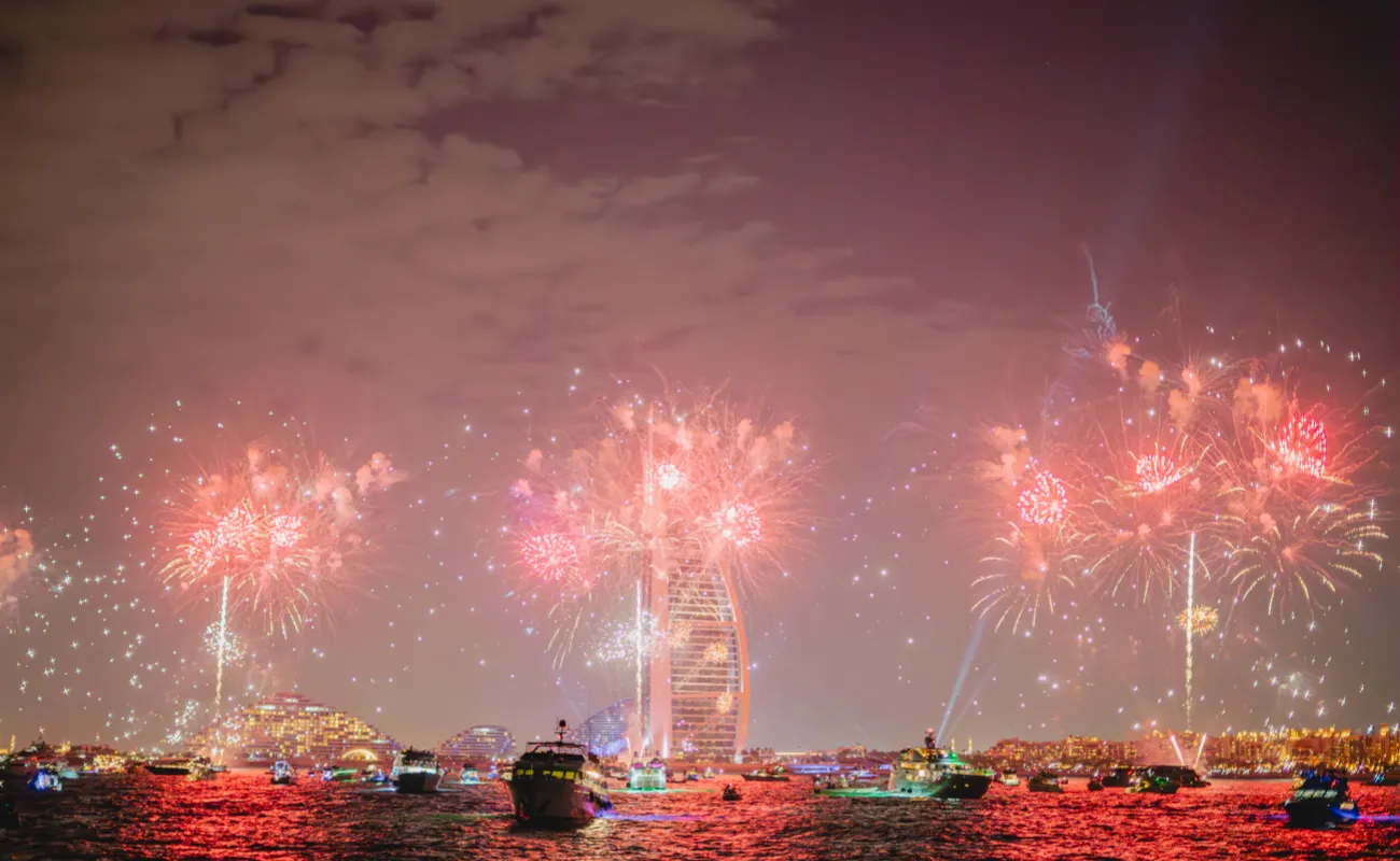 Viewing the Burj Al Arab New Year's Eve Fireworks from a Yacht