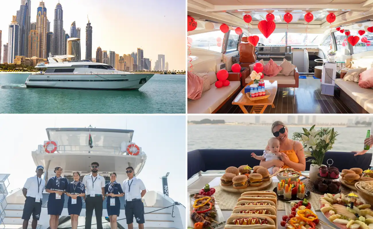 Dubai Private Yacht Charter Package Cost with Catering