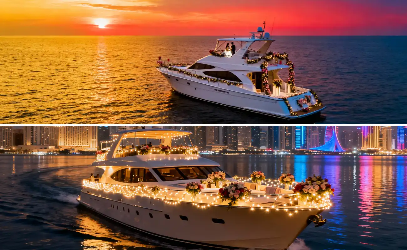 Dubai Engagement Yacht Sunset Cruise vs. Night Cruise