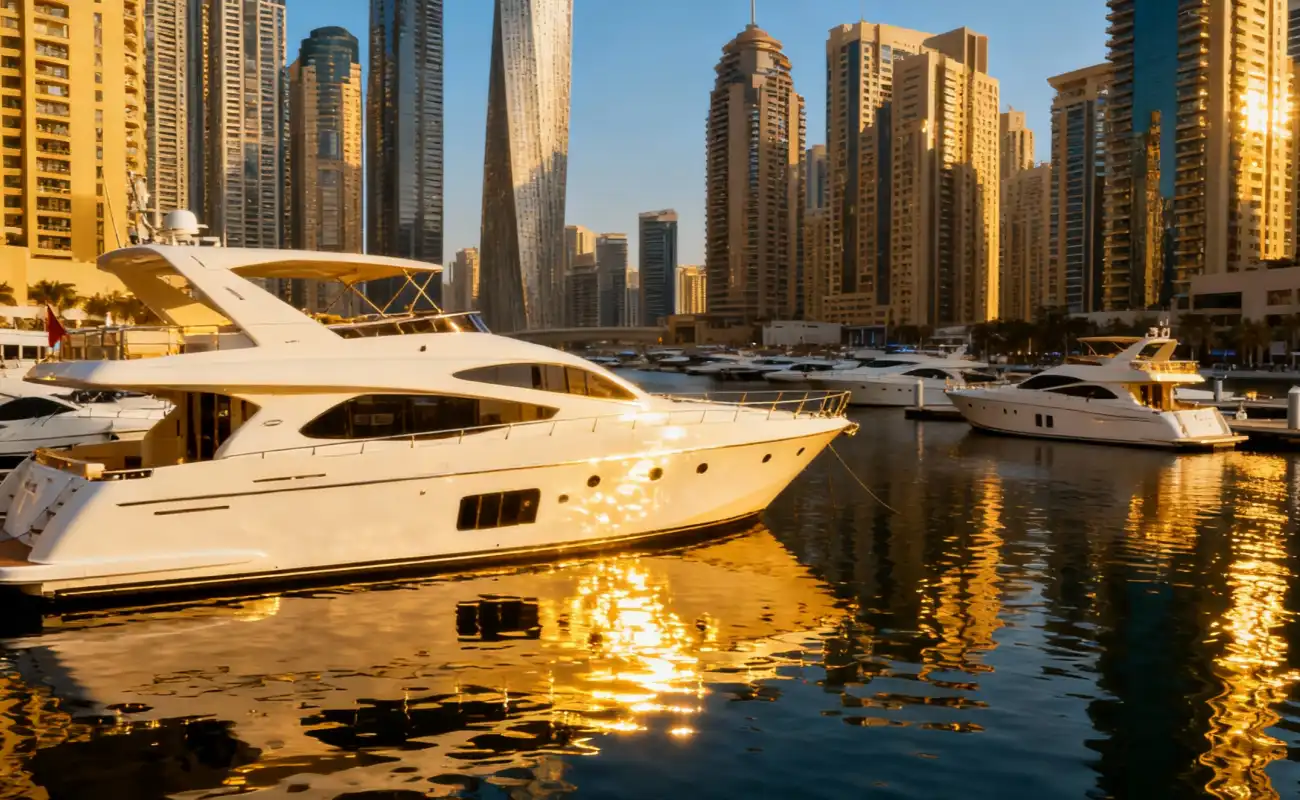Yachts at Quiet Anchorage in Dubai Marina