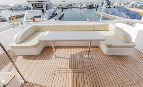 spacious deck of the dubai marina yacht ride’s yacht—ideal for admiring dubai marina’s skyline in the 1-hour tour