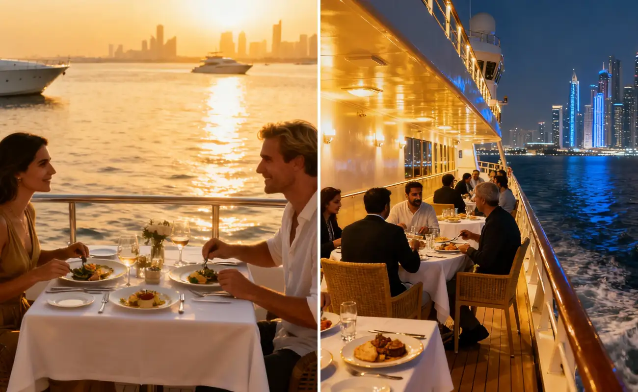 Dubai Sunset vs. Night Yacht Cruise with Dining