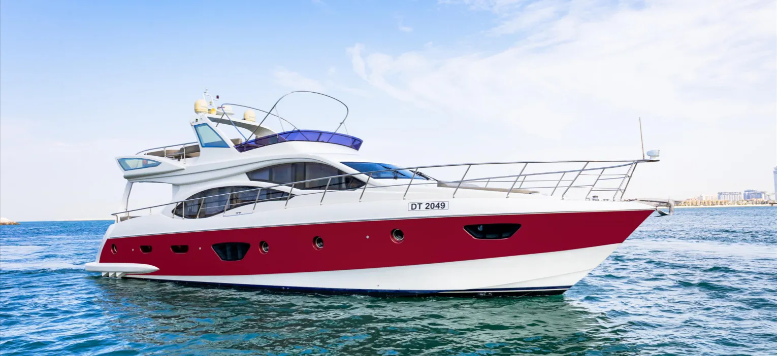 this modern luxury yacht is the perfect vessel for your dubai marina yacht cruise, offering a sleek and spacious platform to enjoy the stunning coastal views and delicious bbq lunch.