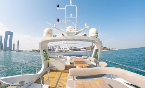 the spacious deck is the ideal spot to capture photos of dubai’s skyline during your yacht cruise, making your bbq experience even more memorable.