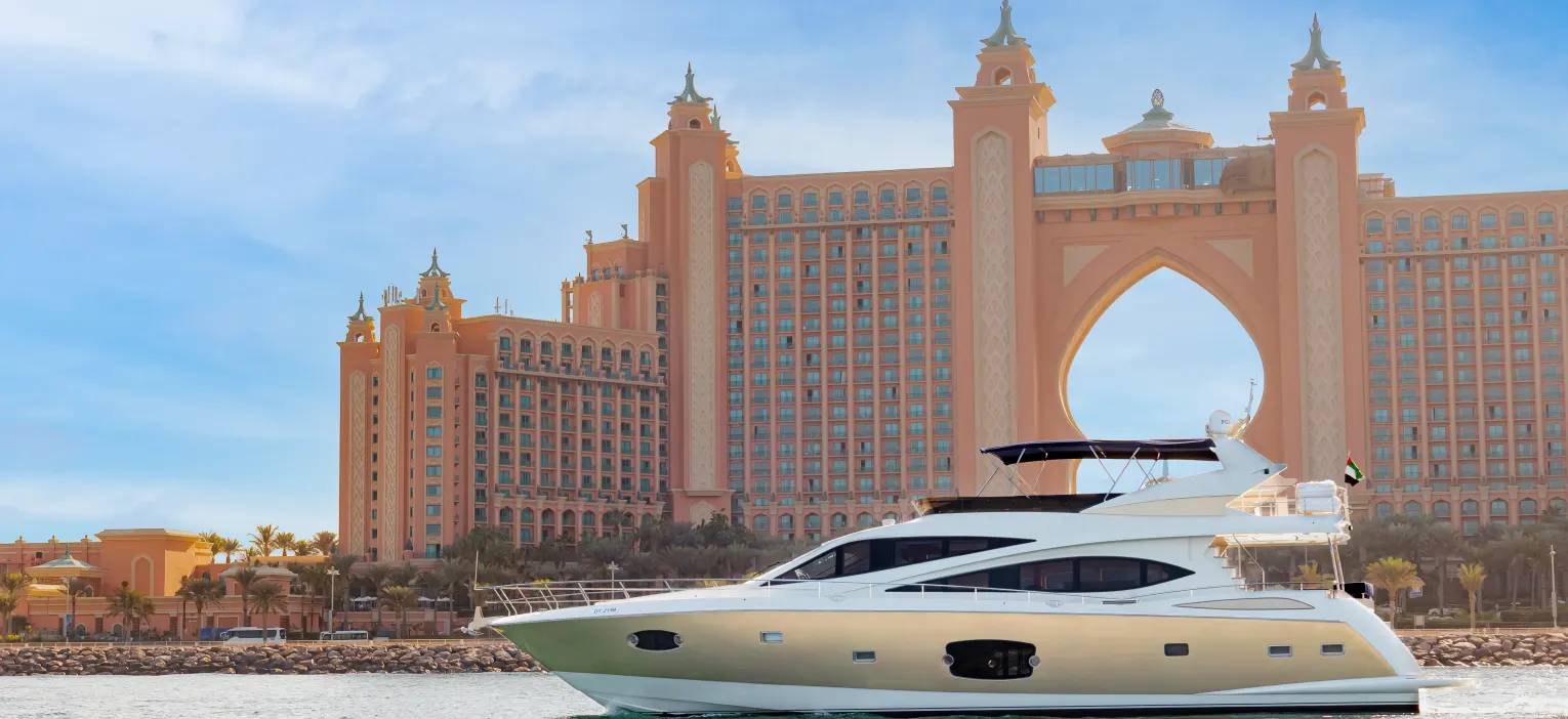 set sail on a luxurious dubai marina yacht cruise, where you’ll glide past the iconic sail-shaped burj al arab, capturing breathtaking views of dubai’s skyline and waterfront landmarks.