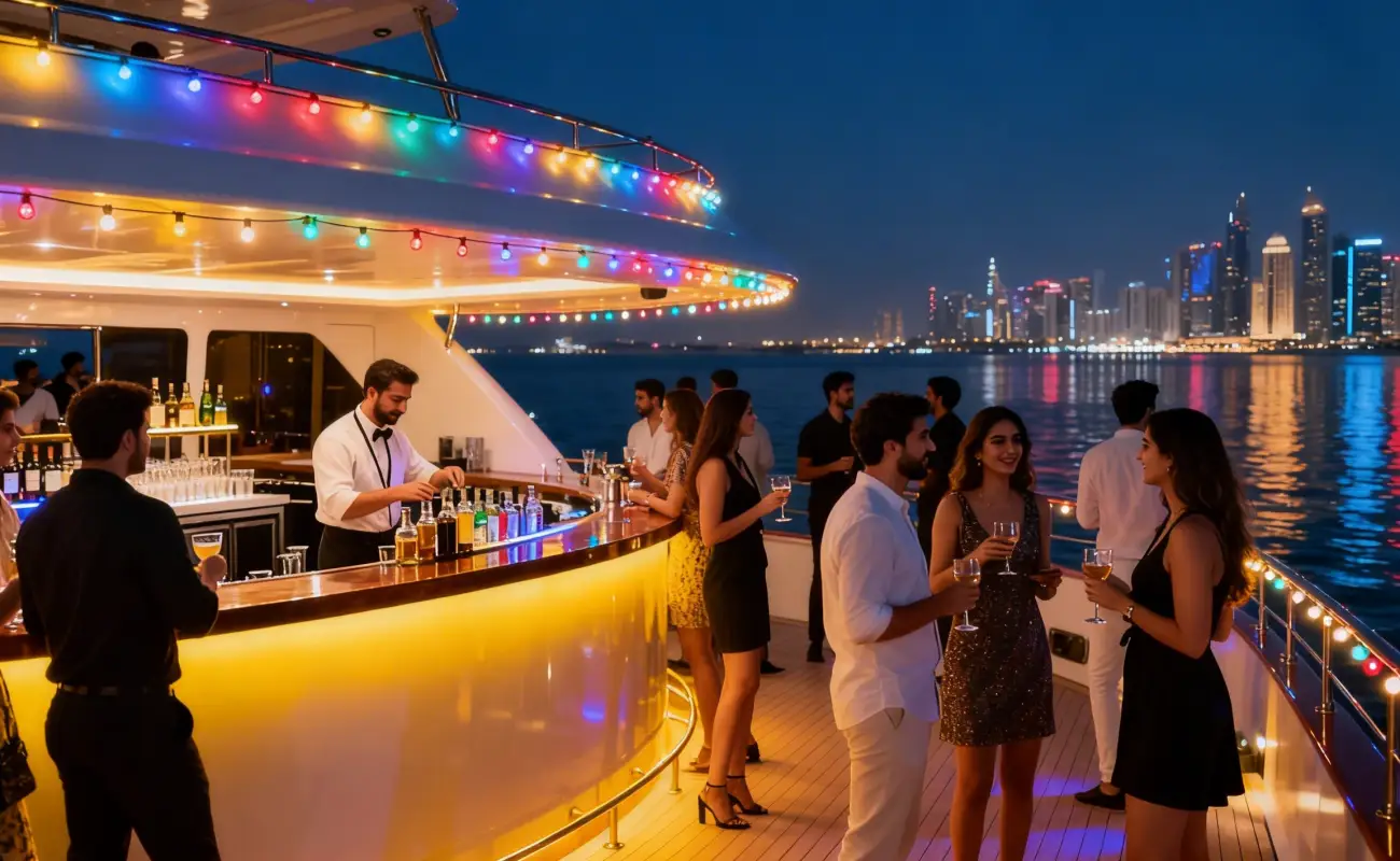 Dubai Yacht Charter with Open Bar Service for Parties/Social Gatherings
