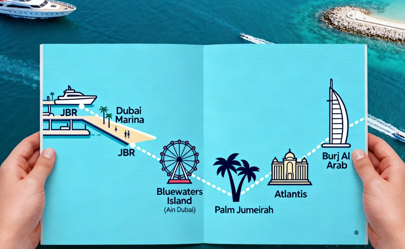 Classic Dubai Yacht Cruise Route