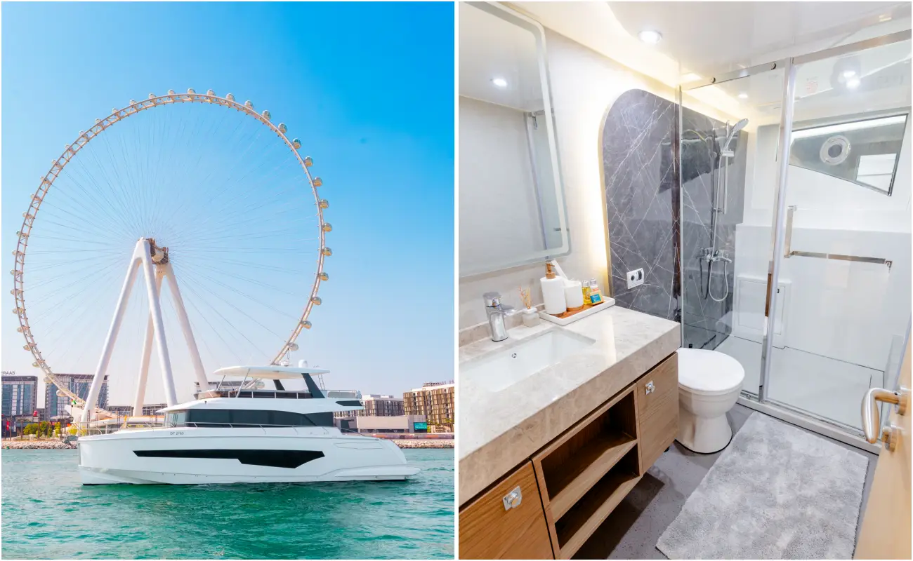 Private Yacht Rental Dubai Marina with Bathroom