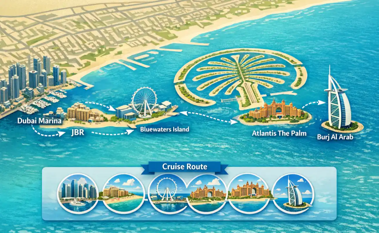 Dubai Marina Yacht Route Map