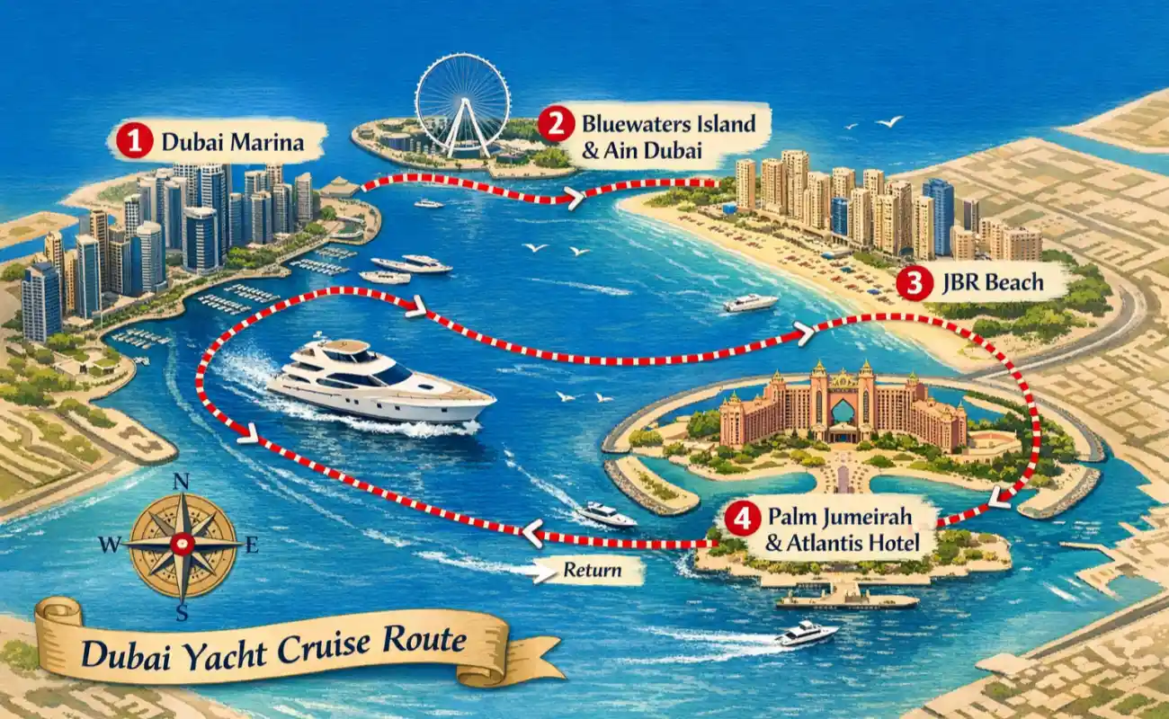4-Hour Dubai Marina Yacht Cruise Map