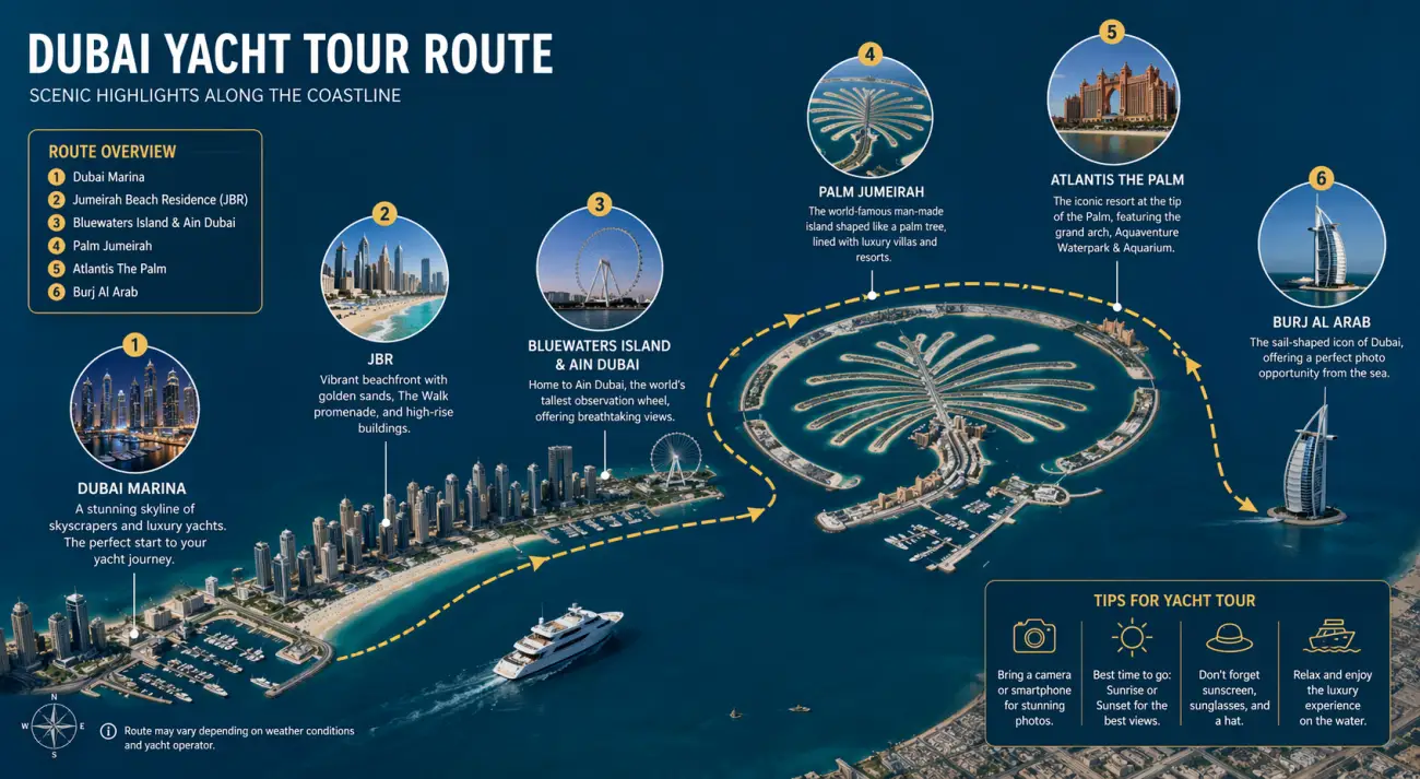 Dubai Yacht Tour Route
