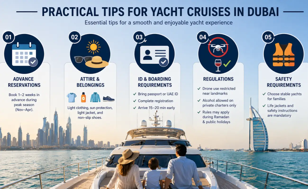 Practical Tips for Yacht Cruises in Dubai