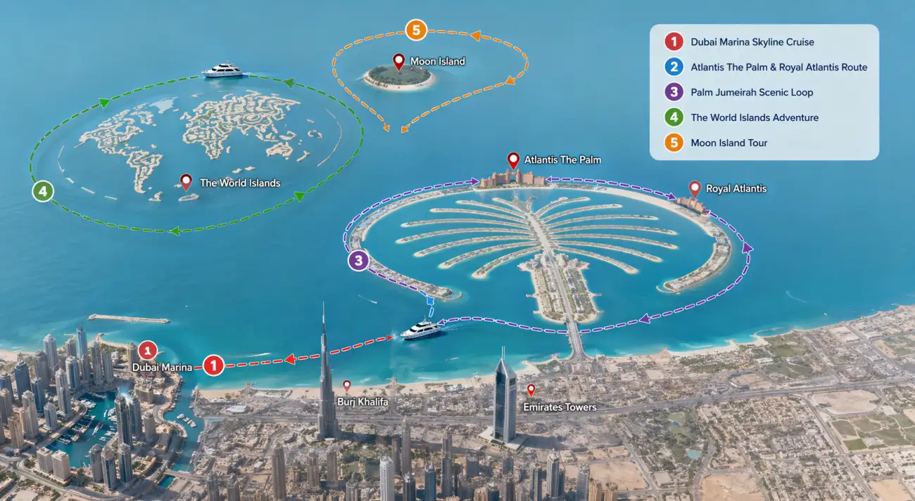 Exclusive Dubai Yacht Cruise Route for VIP Clients