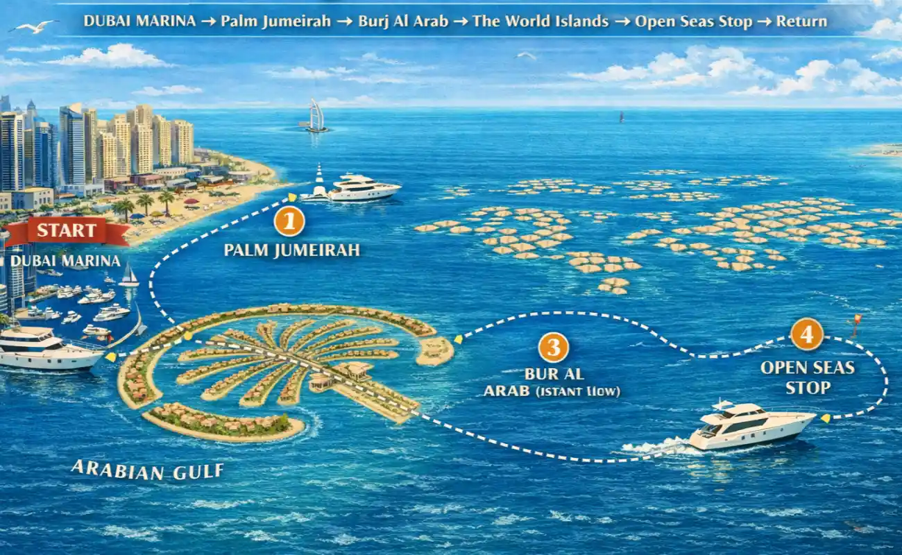 The World Islands Yacht Cruise Itinerary