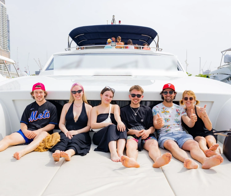 Sky Walker rental yacht speeding through the Dubai Sea