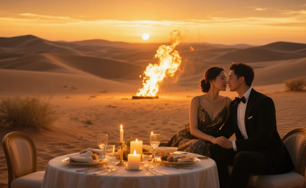Romantic Date Idea on a Private Desert Dinner