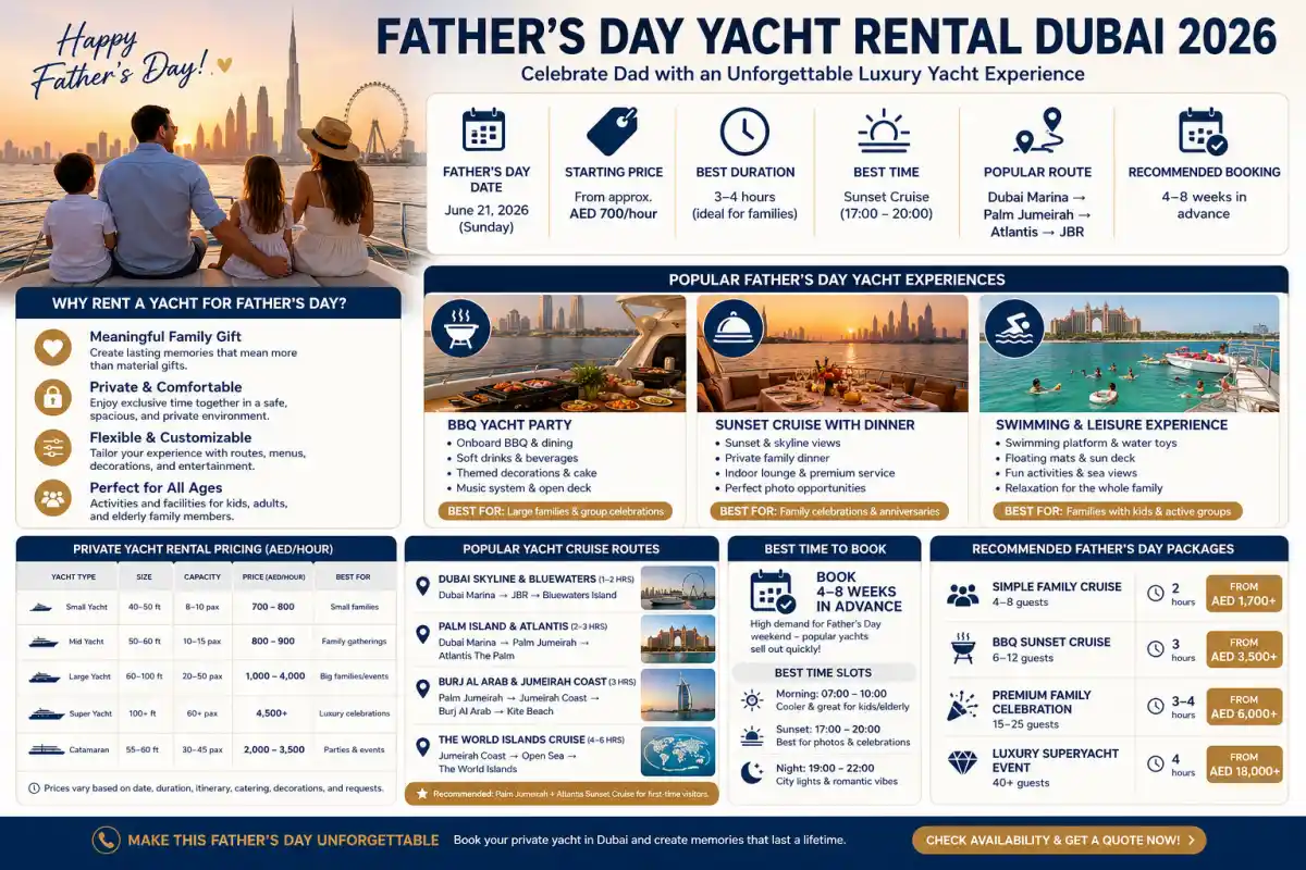 Father's Day yacht rental Dubai 2026