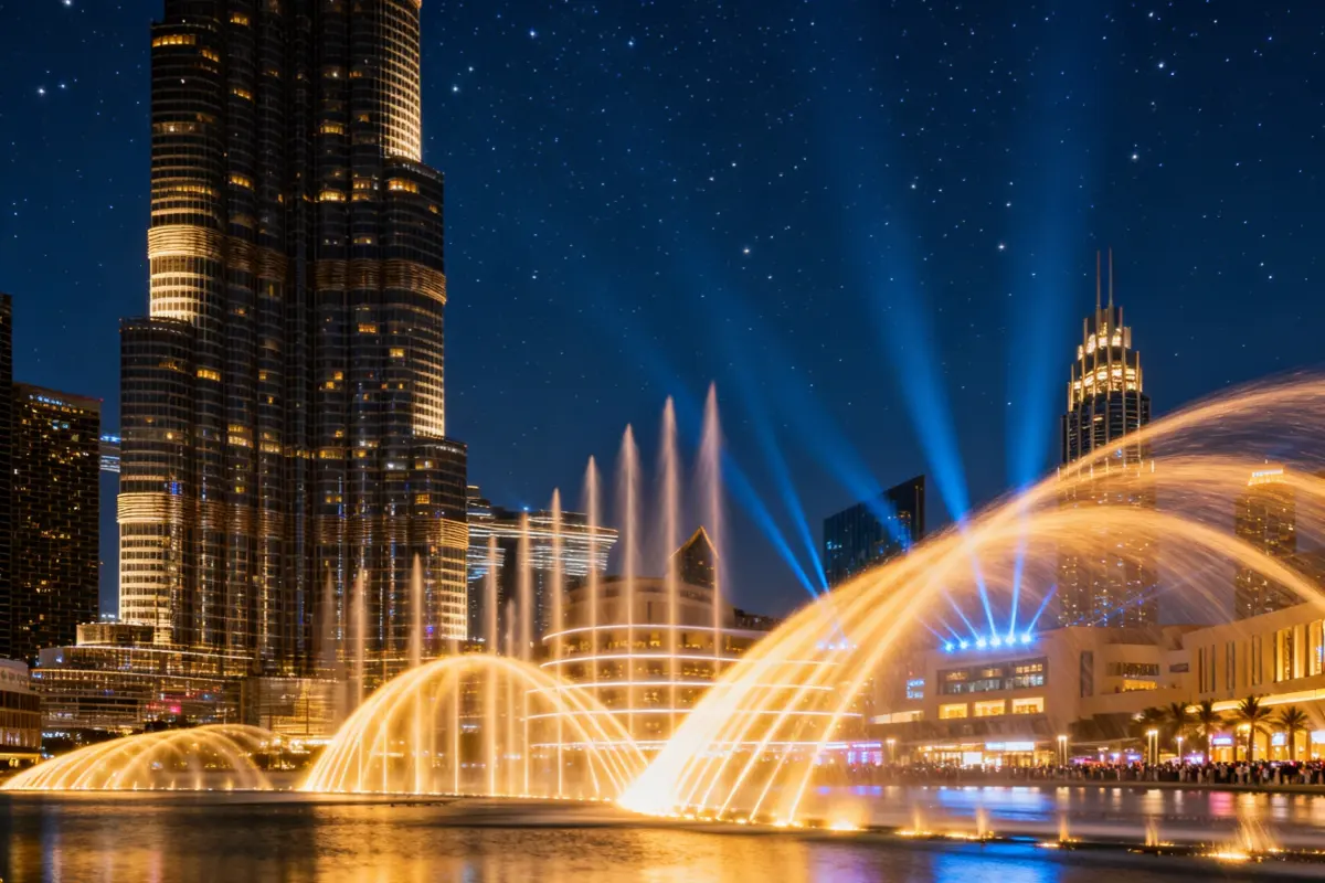 Dubai Fountain Show at Night
