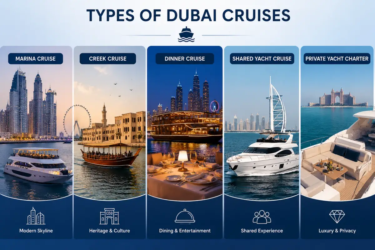 Types of Dubai Cruises Available for Booking