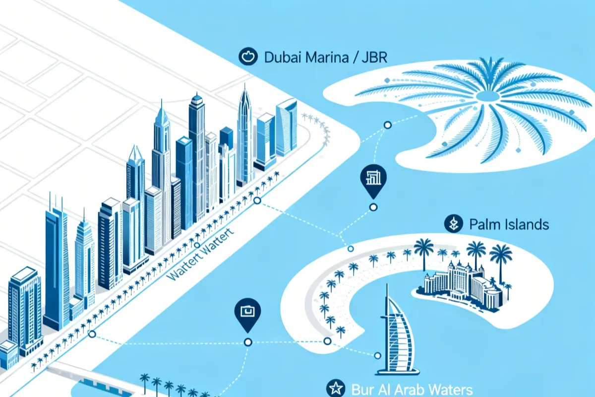 Dubai Yacht Cruise Routes Map