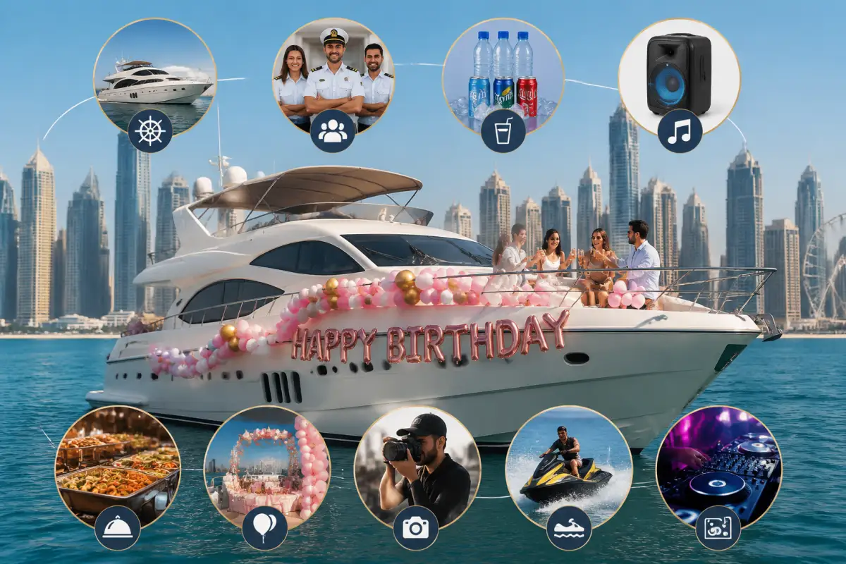 Dubai Yacht Birthday Party Package Includes