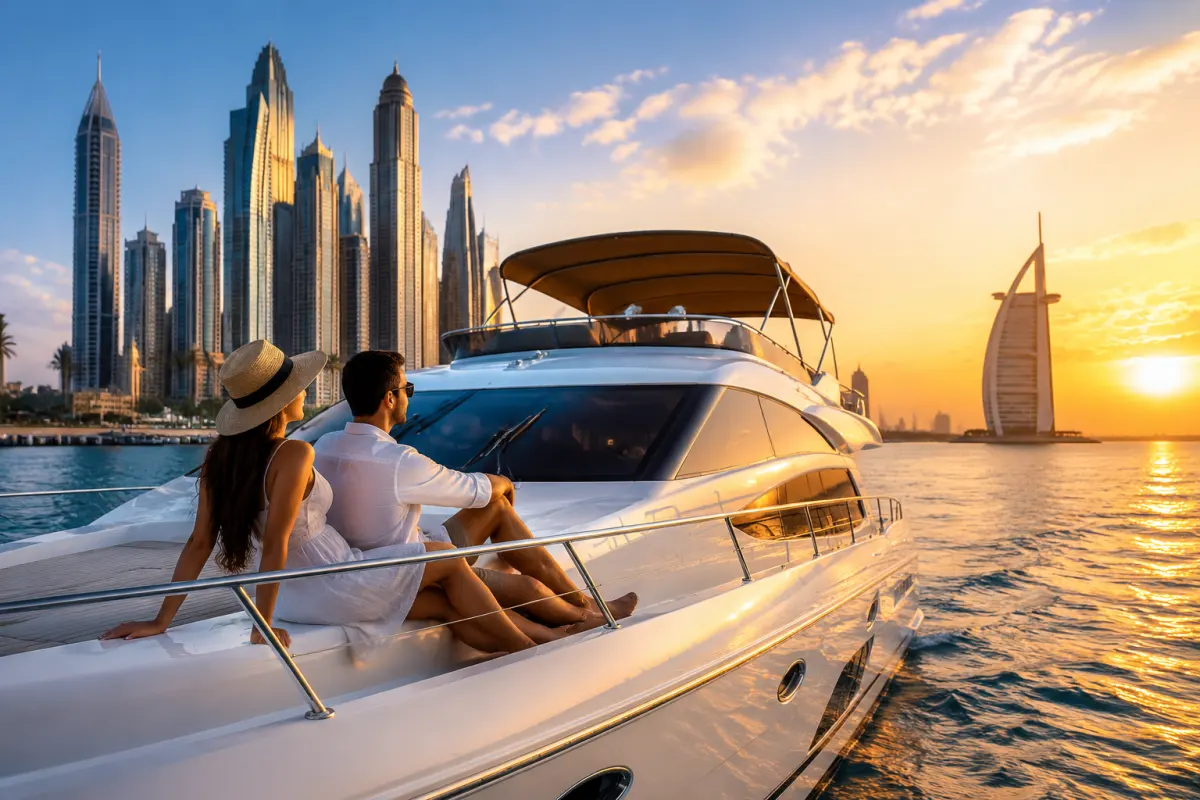 Take a yacht cruise in Dubai and enjoy the beautiful sunset.