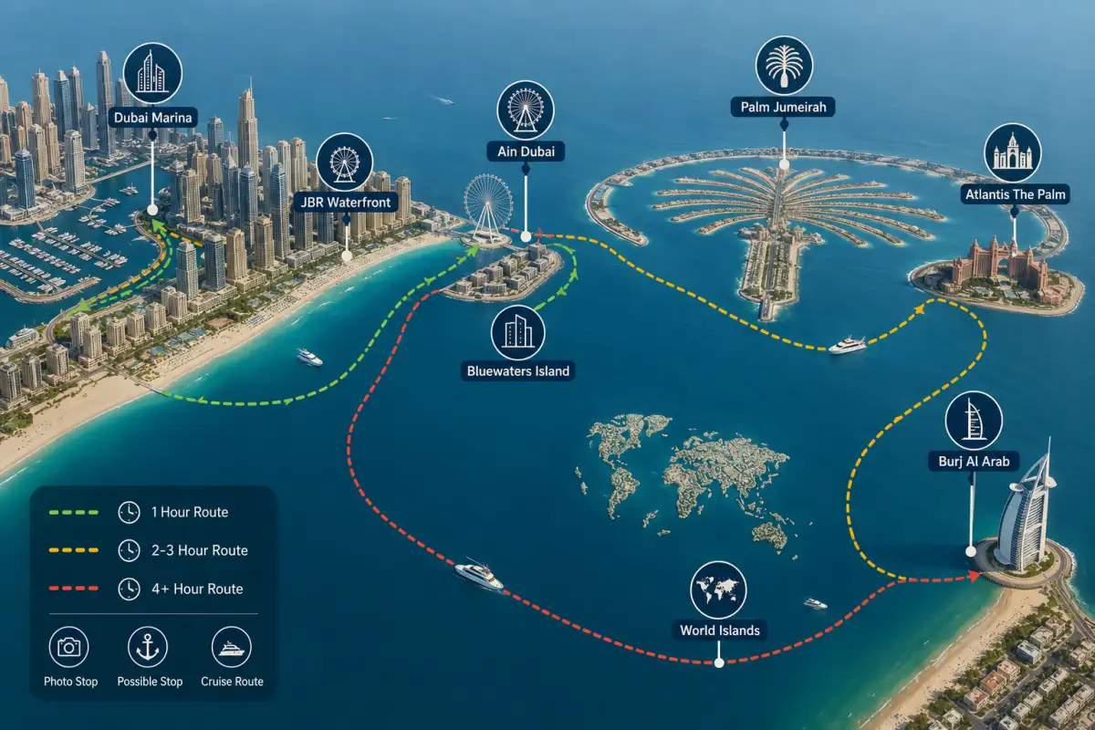 Popular Dubai Yacht Cruise Routes Near JBR