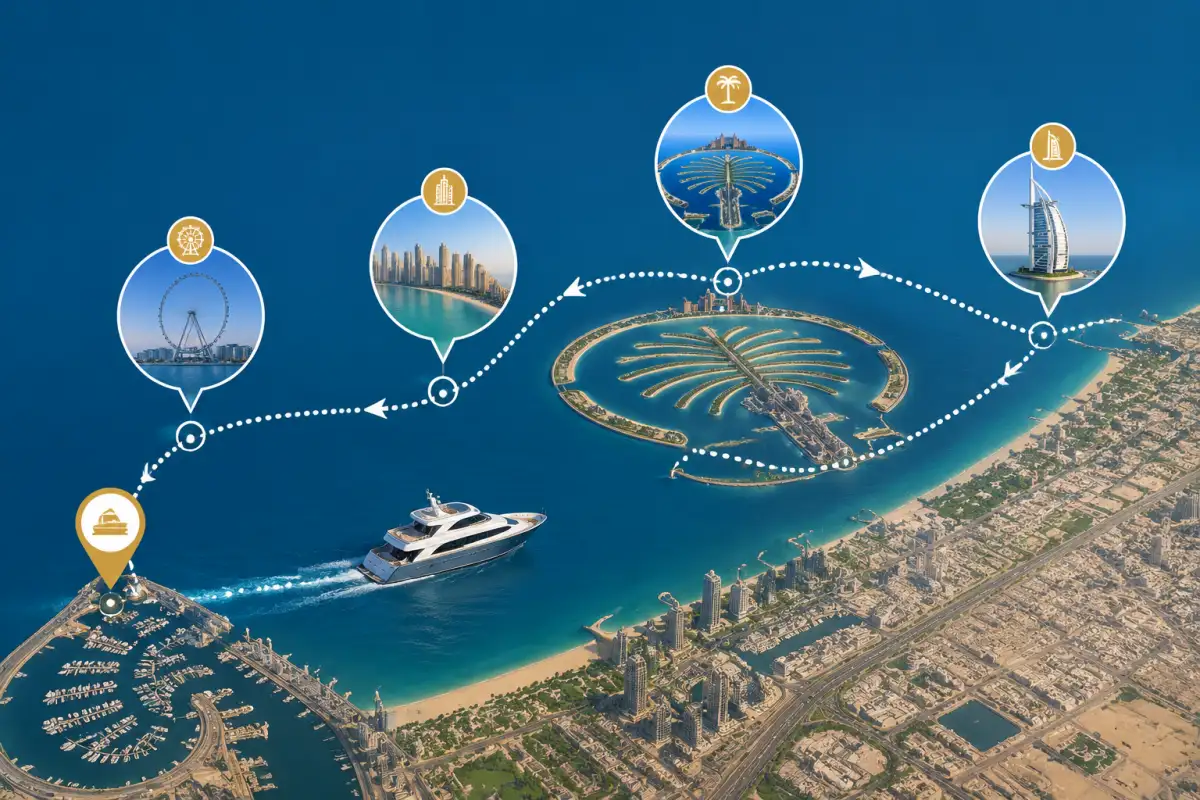 Best Dubai Harbour Yacht BBQ Cruise Route