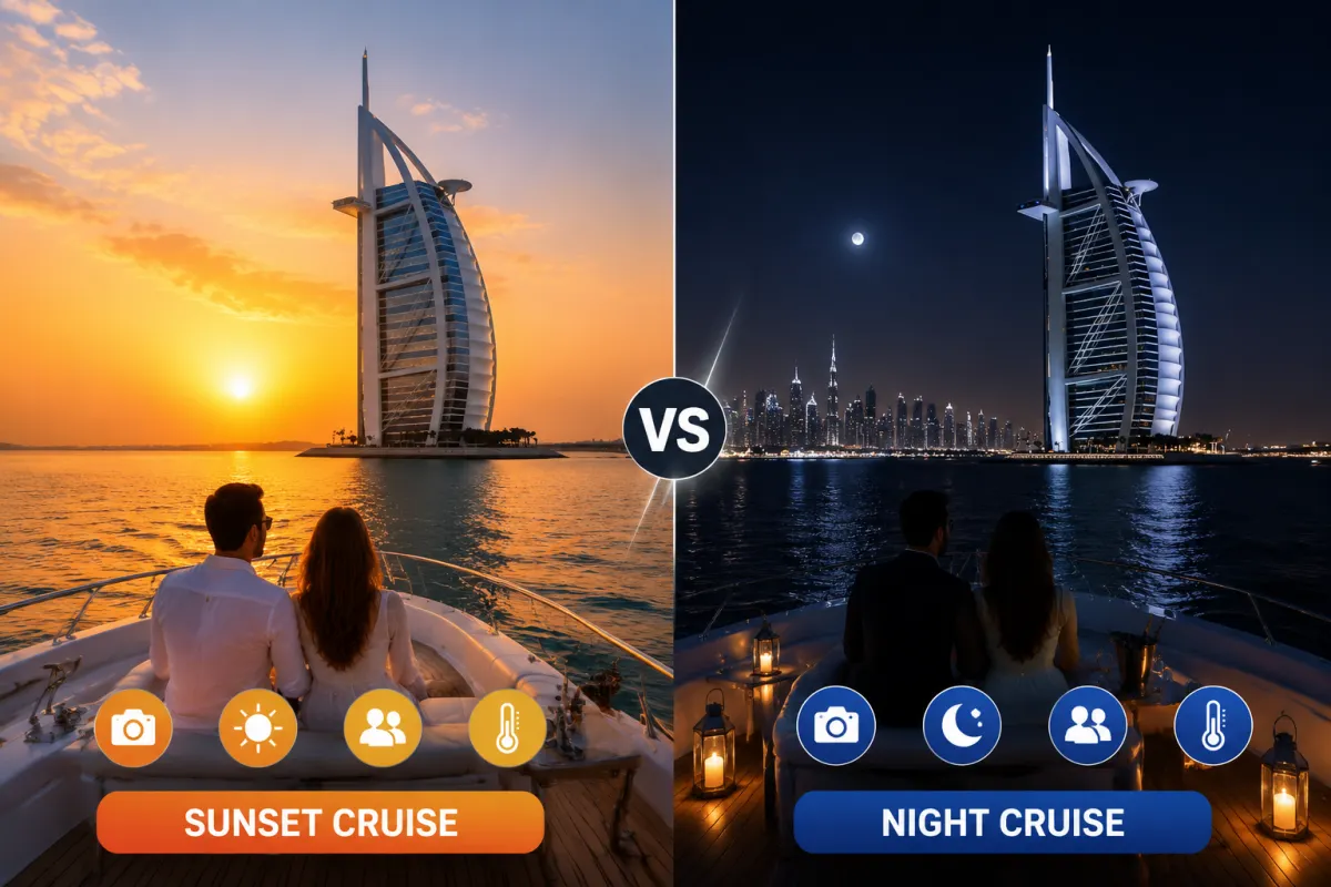 Best Time for Burj Al Arab Yacht Tour (Sunset vs Night)