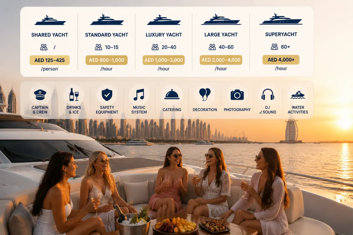 Dubai Yacht Rental Prices for Girls' Trip