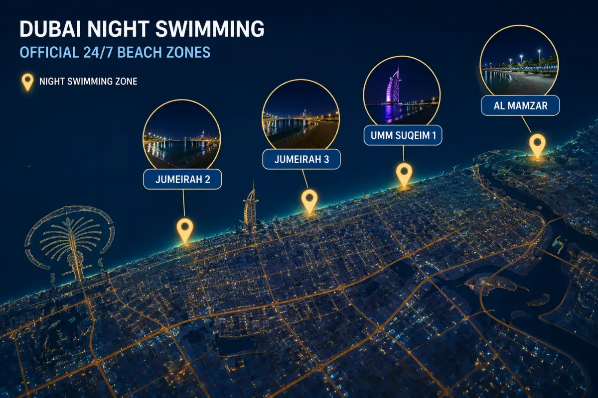 Night Swimming Beaches in Dubai